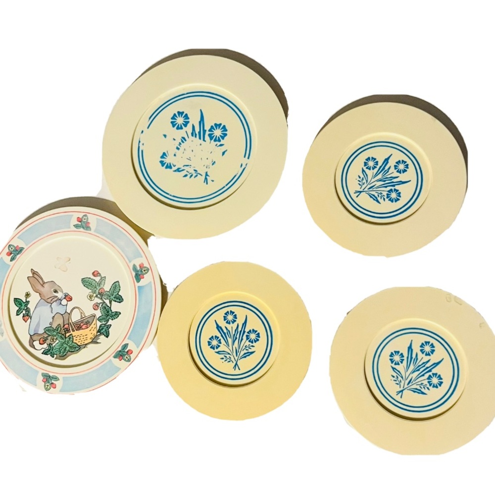 Vintage Chilton Kids Doll Play Dishes Plates Corning Ware Peter Rabbit Mixed 5pc